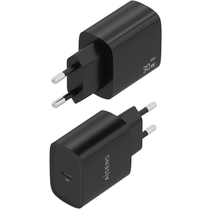 AISENS Cargador GaN 30W USB-C PD3.0 Negro